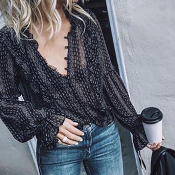 1 LEFT! Black & White Blouse S M L - Picture 2 of 6